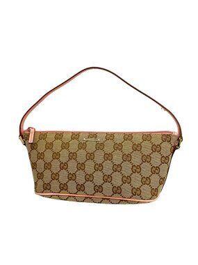 Gucci Handbag GG Canvas Brown Pink Champagne Gold